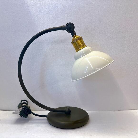❌SOLD❌ Pottery Barn Industrial Table Desk Task Lamp Metal Shade Vintage White - Picture 2 of 14